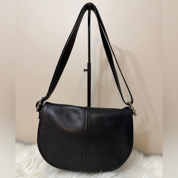 Vintage Coach Black Leather Shoulder Bag#7453